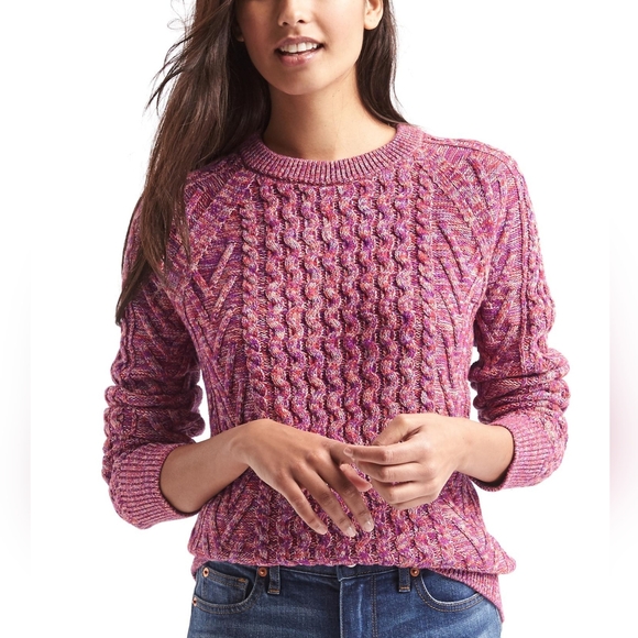 GAP Sweaters - GAP Rainbow Berry Wavy Crewneck Cable Knit Sweater Size Medium